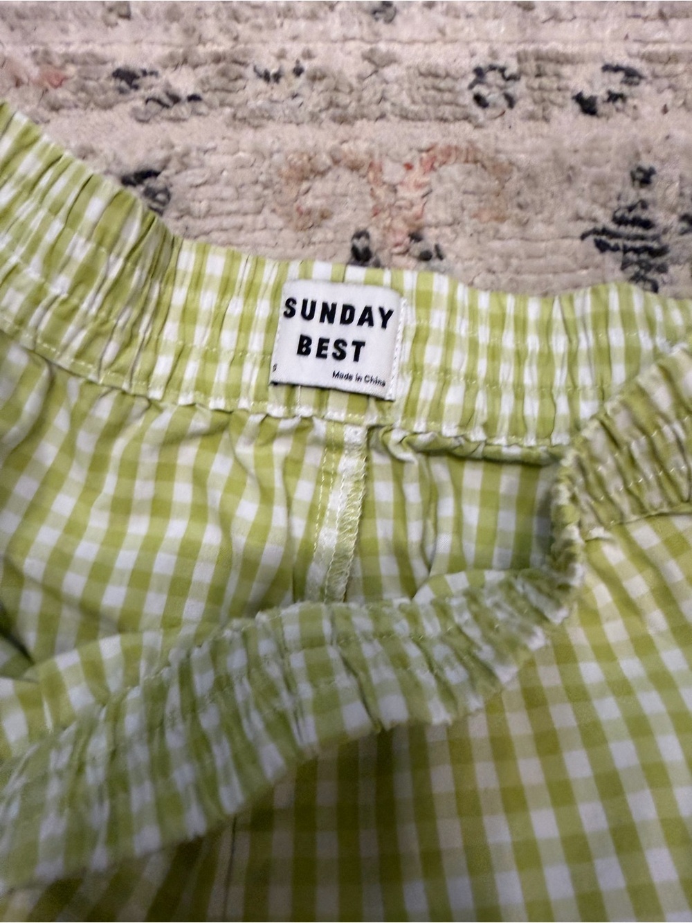 Sunday Best Lime Green and White Gingham Shorts - Picture 2 of 5